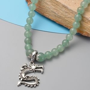 NWT Green Aventurine Beaded Dragon Necklace 18"